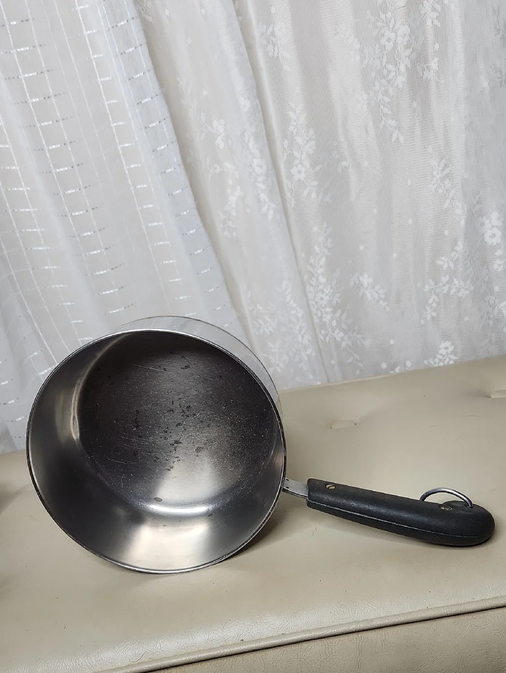 vintage 1801 Revere Ware stainless steel saucepan with a copper-clad bottom